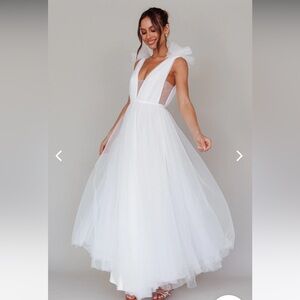 SELFIE LESLIE tulle mesh white wedding party formal dress